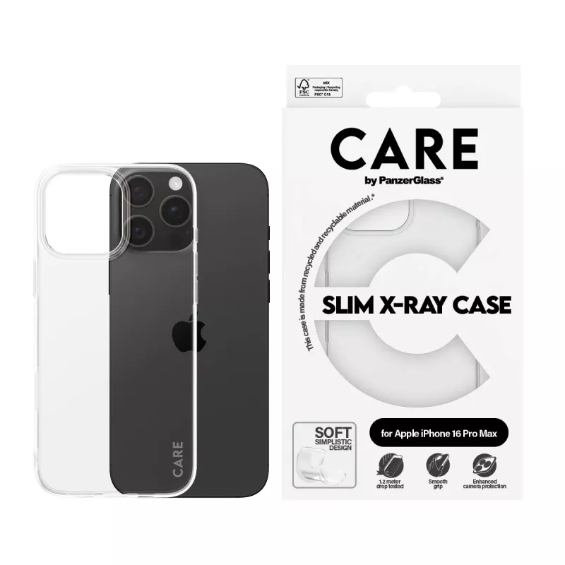 PanzerGlass CARE™ by ® X-Ray dėklas iPhone 16 Pro Max, Dėklas, Apple, Apple - iPhone 16 Pro Max, Skaidri