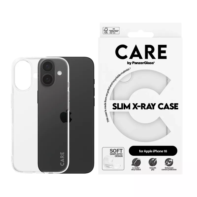 PanzerGlass CARE™ by ® X-Ray dėklas iPhone 16, Dėklas, Apple, Apple - iPhone 16, Skaidrus