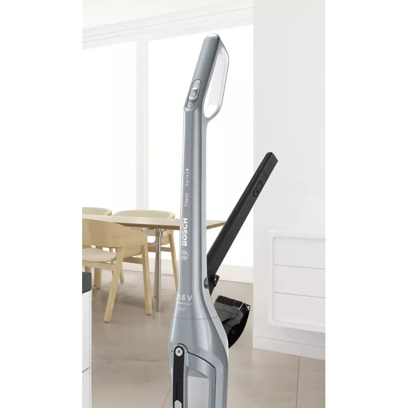 Stick vacuum Bosch BCH3P210 2‑in‑1, dry cleaning, 0.4 L dust container, cordless + mains, Pilka/Juoda, 3 kg