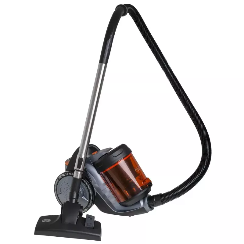 Bemaišis dulkių siurblys Adler AD 7065 — 700 W, 1,6 l dulkių konteineris, HEPA, 9 m veikimo spindulys, juoda/raudona