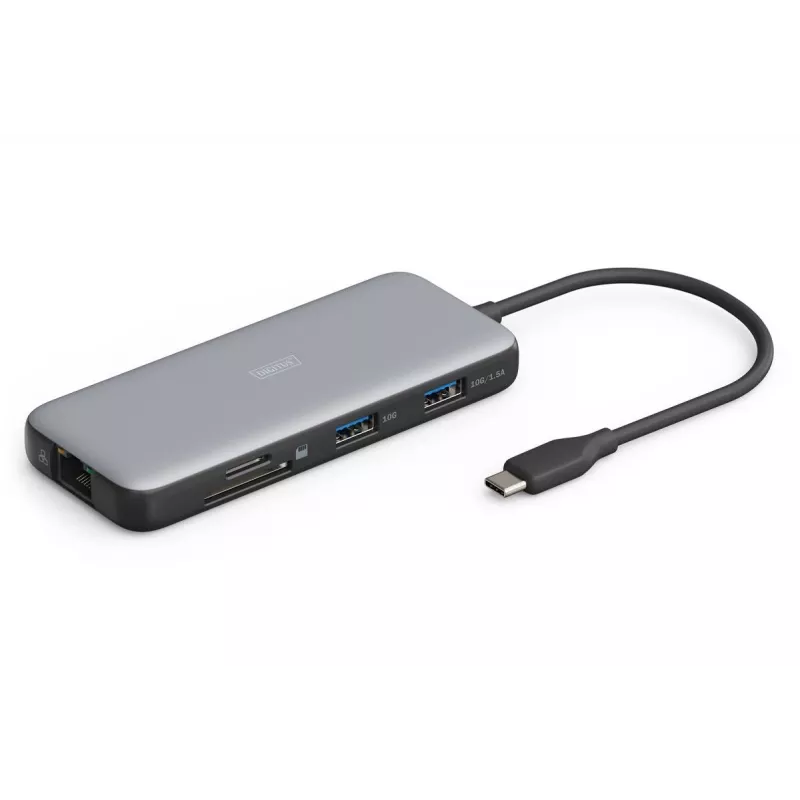 DIGITUS USB-C dokavimo stotelė, 7 prievadų - HDMI / 2x USB-A 3.2 Gen 2 / GbE / SD / MicroSD - 100W USB Power Delivery