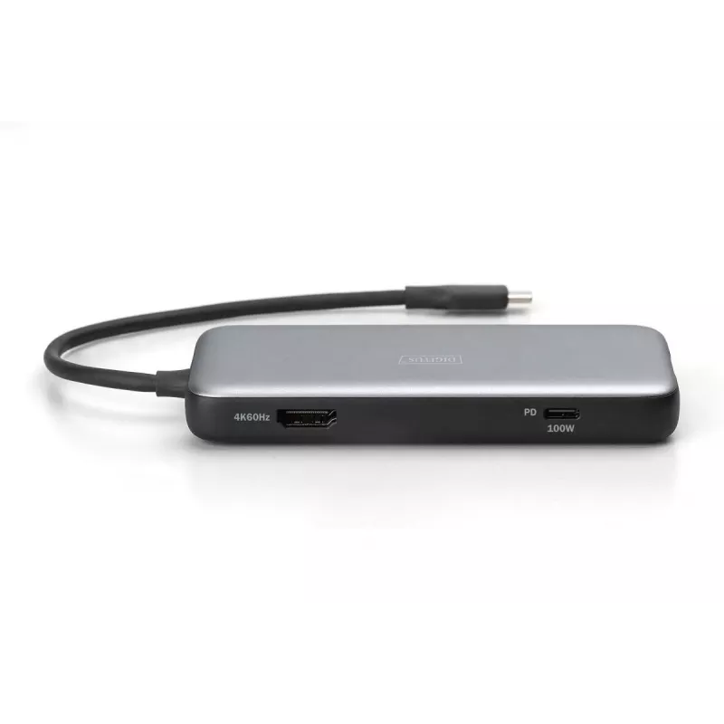 DIGITUS USB-C dokavimo stotelė, 7 prievadų - HDMI / 2x USB-A 3.2 Gen 2 / GbE / SD / MicroSD - 100W USB Power Delivery