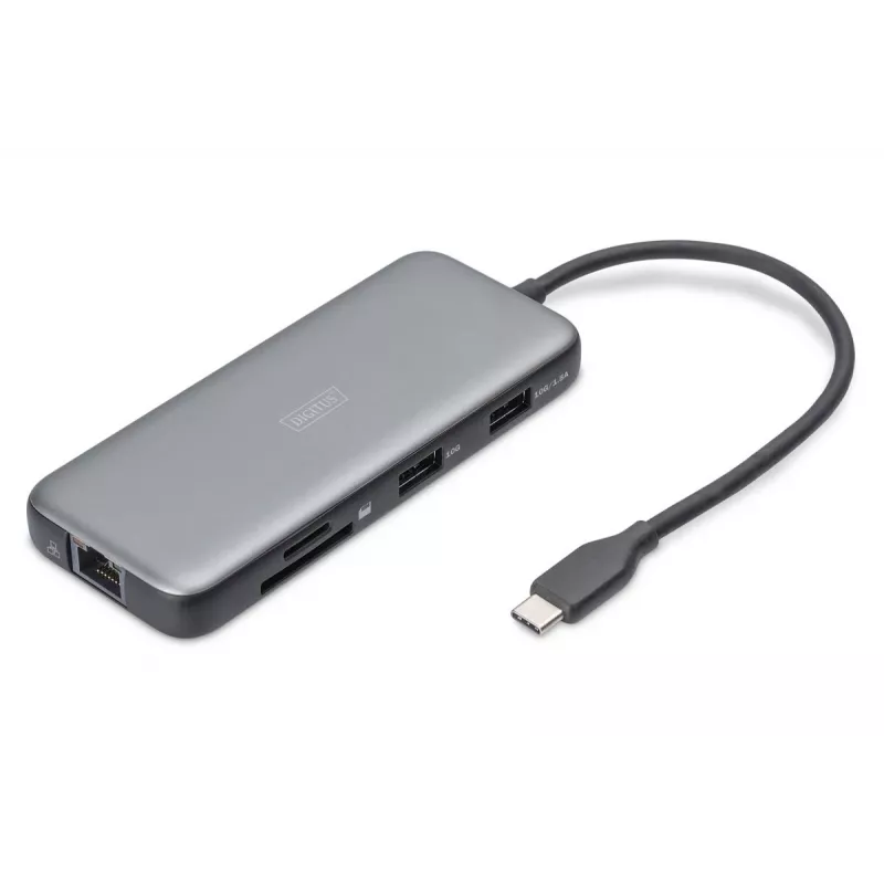 DIGITUS USB-C dokavimo stotelė, 7 prievadų - HDMI / 2x USB-A 3.2 Gen 2 / GbE / SD / MicroSD - 100W USB Power Delivery