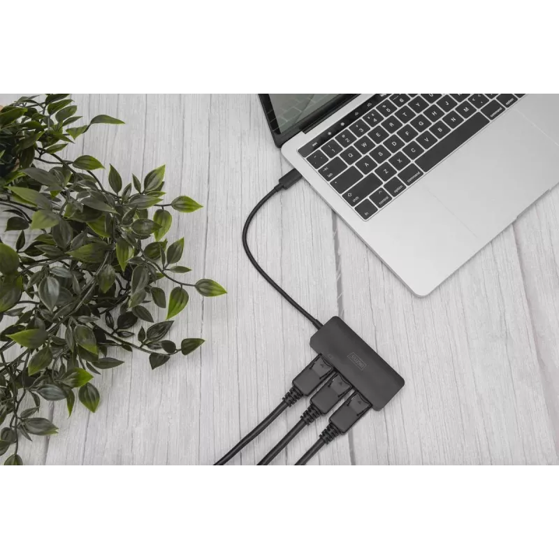 DIGITUS USB-C - 3x DP MST vaizdo koncentratorius DP 1.4. 4K/60Hz