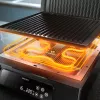 Philips 7000 serijos kontaktinis grilis, juodas, stačiakampis, liečiamasis, 220 °C, šarnyrinis dangtis, užrakinamas dangtis, 180°
