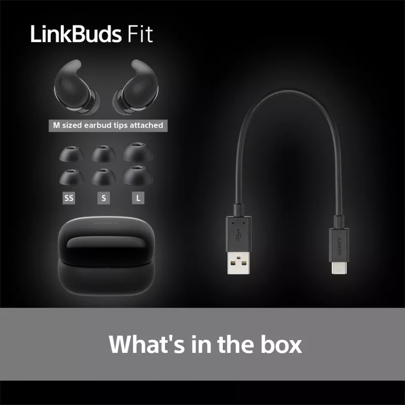 Belaidės ausinės Sony LinkBuds Fit WFLS910NB — Bluetooth, 20–20000 Hz, 10 m diapazonas, 75 g, juodos