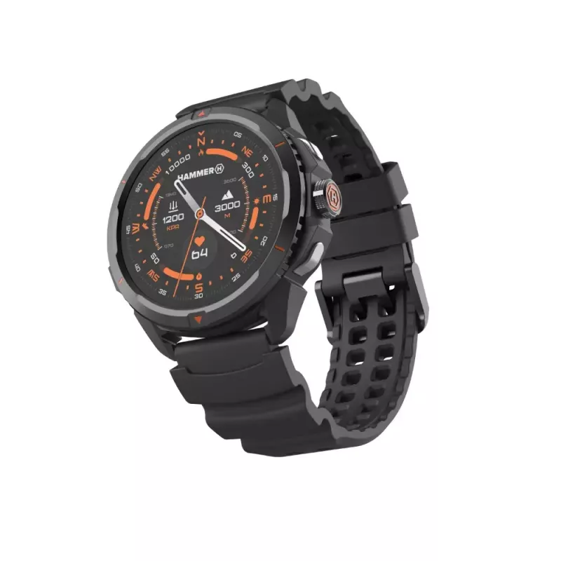 Išmanusis laikrodis Hammer Hammer Watch 2 Juoda — 1,5 colio AMOLED, GPS, atsparus vandeniui, širdies ritmo stebėjimas, kūno rengybos stebėjimas
