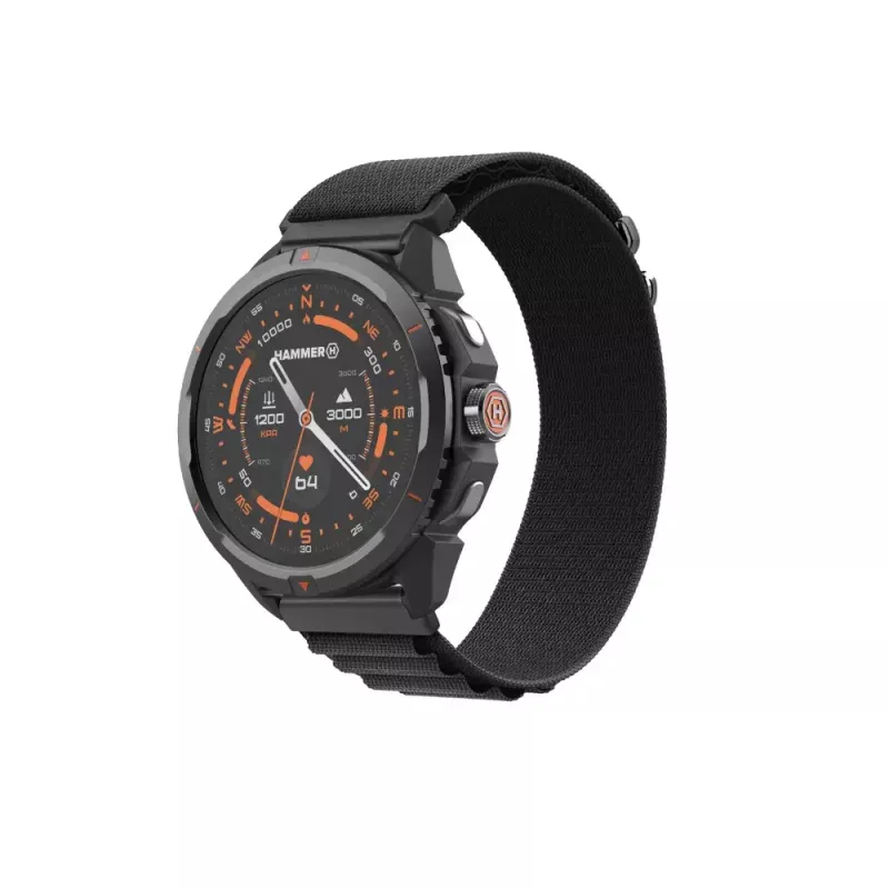 Išmanusis laikrodis Hammer Hammer Watch 2 Juoda — 1,5 colio AMOLED, GPS, atsparus vandeniui, širdies ritmo stebėjimas, kūno rengybos stebėjimas
