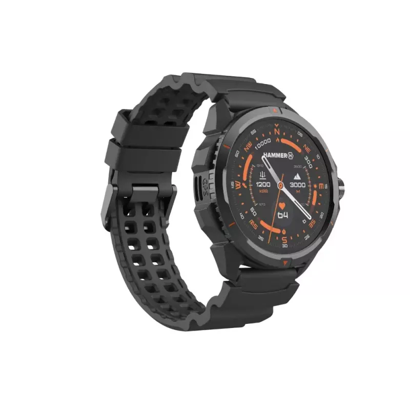 Išmanusis laikrodis Hammer Hammer Watch 2 Juoda — 1,5 colio AMOLED, GPS, atsparus vandeniui, širdies ritmo stebėjimas, kūno rengybos stebėjimas