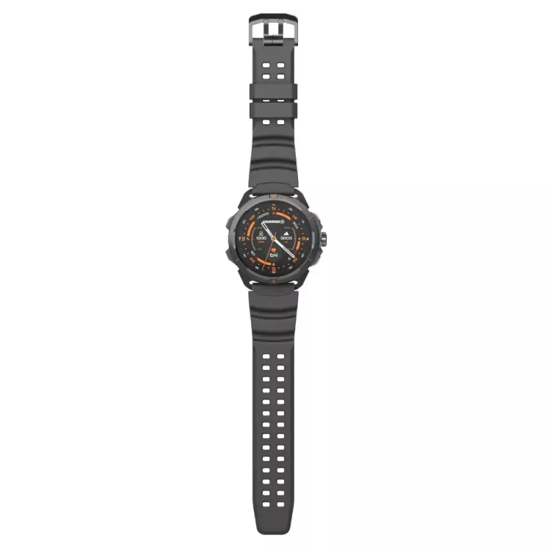 Išmanusis laikrodis Hammer Hammer Watch 2 Juoda — 1,5 colio AMOLED, GPS, atsparus vandeniui, širdies ritmo stebėjimas, kūno rengybos stebėjimas