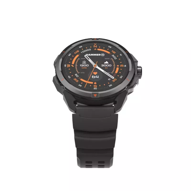 Išmanusis laikrodis Hammer Hammer Watch 2 Juoda — 1,5 colio AMOLED, GPS, atsparus vandeniui, širdies ritmo stebėjimas, kūno rengybos stebėjimas