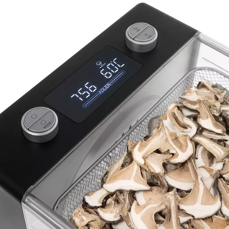 Maisto džiovyklė Adler AD 6660, 600 W, 6 padėklai, reguliuojamas termostatas, plieninė, sulankstoma konstrukcija