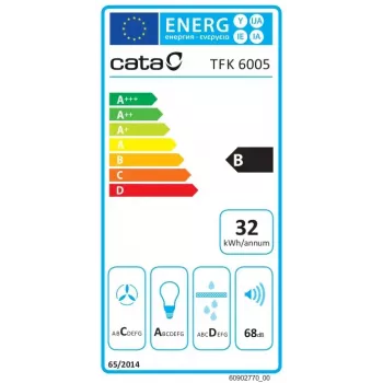 Įmontuojamas teleskopinis gartraukis CATA TFK 6005 X, nerūdijantis plienas, 60 cm, 390 m³/val., mechaninis, energijos klasė B, CSLED