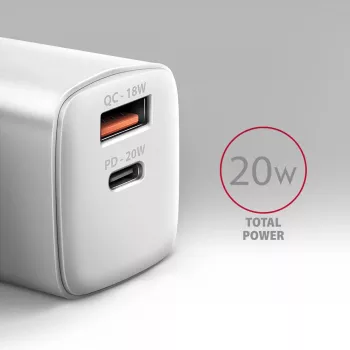 Mobiliojo įrenginio įkroviklis Axagon ACU-PQ20W Universal White