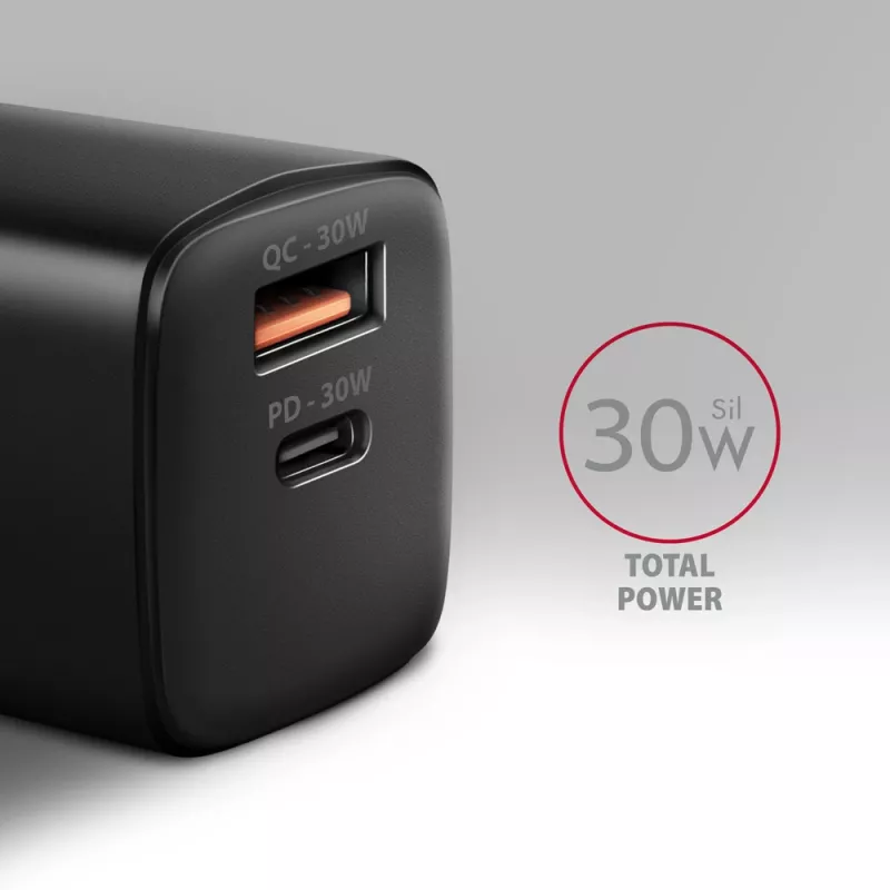 Axagon ACU-PQ30 PD3.0 & QC4+ 2xIŠVADŲ sieninis įkroviklis 30W
