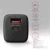 Axagon ACU-PQ30 PD3.0 & QC4+ 2xIŠVADŲ sieninis įkroviklis 30W