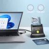 Axagon universalus stalinis USB kontaktinis išmaniųjų / asmens tapatybės kortelių skaitytuvas su ilgu USB-A kabeliu. Tinka „eObanka“ programėlei. išmaniųjų kortelių skaitytuvas Vidaus USB 2.0 Juoda