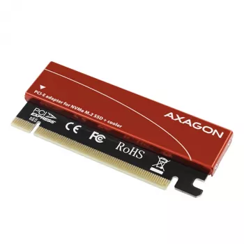 Axagon PCEM2-S PCIe x16 - M.2 NVMe M-key lizdo adapteris, su pasyviu aliuminio radiatoriumi