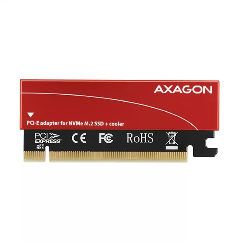 Axagon PCEM2-S PCIe x16 - M.2 NVMe M-key lizdo adapteris, su pasyviu aliuminio radiatoriumi