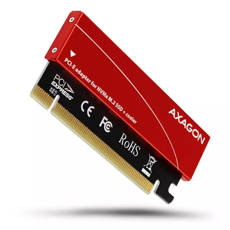 Axagon PCEM2-S PCIe x16 - M.2 NVMe M-key lizdo adapteris, su pasyviu aliuminio radiatoriumi