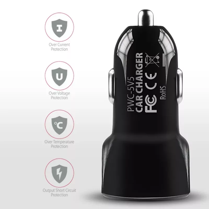 Axagon PWC-5V5 SMART automobilinis kroviklis 24W, 2x USB-A prievadas, 5V/2.4A + 5V/2.4A