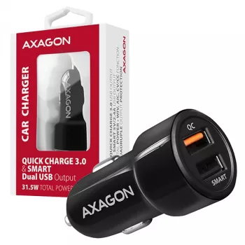 Axagon PWC-QC5 mobiliojo įrenginio įkroviklis Mobilusis telefonas, Išmanusis telefonas, Planšetė, Universalus Juoda Cigarečių degiklis Greitas įkrovimas Automatinis