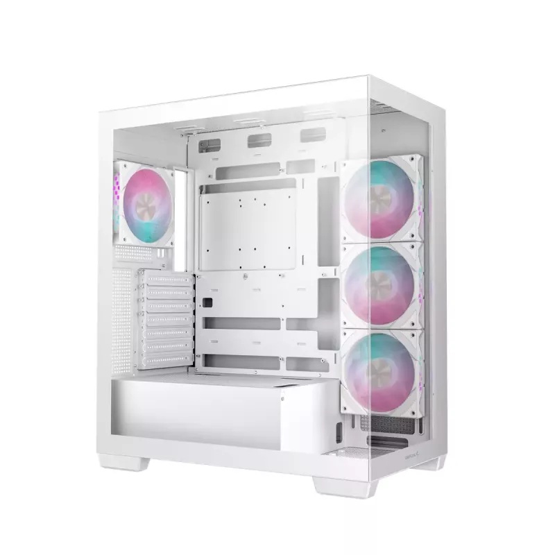 PC korpusas DeepCool CG580 4F WH Midi Tower ATX/Micro ATX/ITX, grūdintas stiklas, 3×120 mm + galinis 120 mm ventiliatorius, baltas