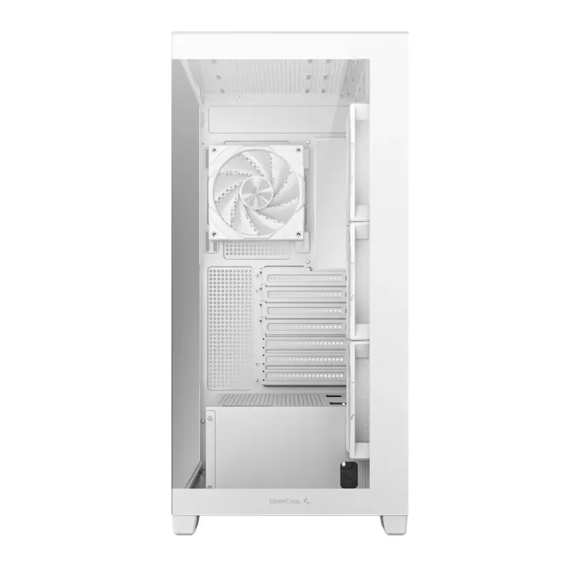 PC korpusas DeepCool CG580 4F WH Midi Tower ATX/Micro ATX/ITX, grūdintas stiklas, 3×120 mm + galinis 120 mm ventiliatorius, baltas