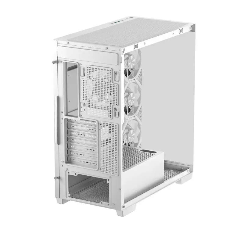 PC korpusas DeepCool CG580 4F WH Midi Tower ATX/Micro ATX/ITX, grūdintas stiklas, 3×120 mm + galinis 120 mm ventiliatorius, baltas