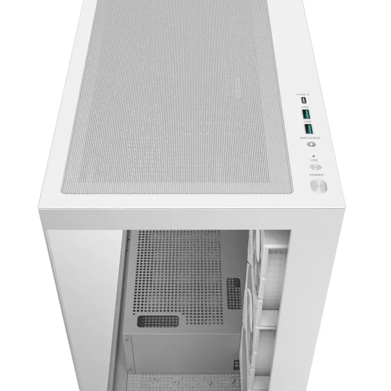 PC korpusas DeepCool CG580 4F WH Midi Tower ATX/Micro ATX/ITX, grūdintas stiklas, 3×120 mm + galinis 120 mm ventiliatorius, baltas