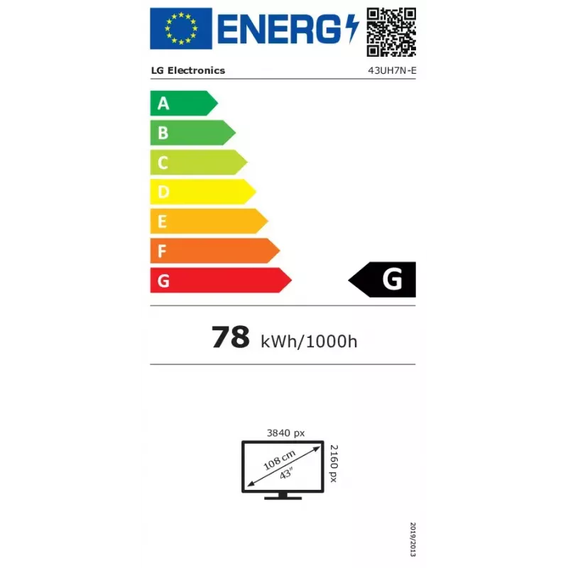 LG 43UH7N-E Skaitmeninės reklamos ekranas 109,2 cm (43 col.) LED Wi-Fi 700 cd/m² 4K Ultra HD Juodas Įmontuotas procesorius WebOS 24/7