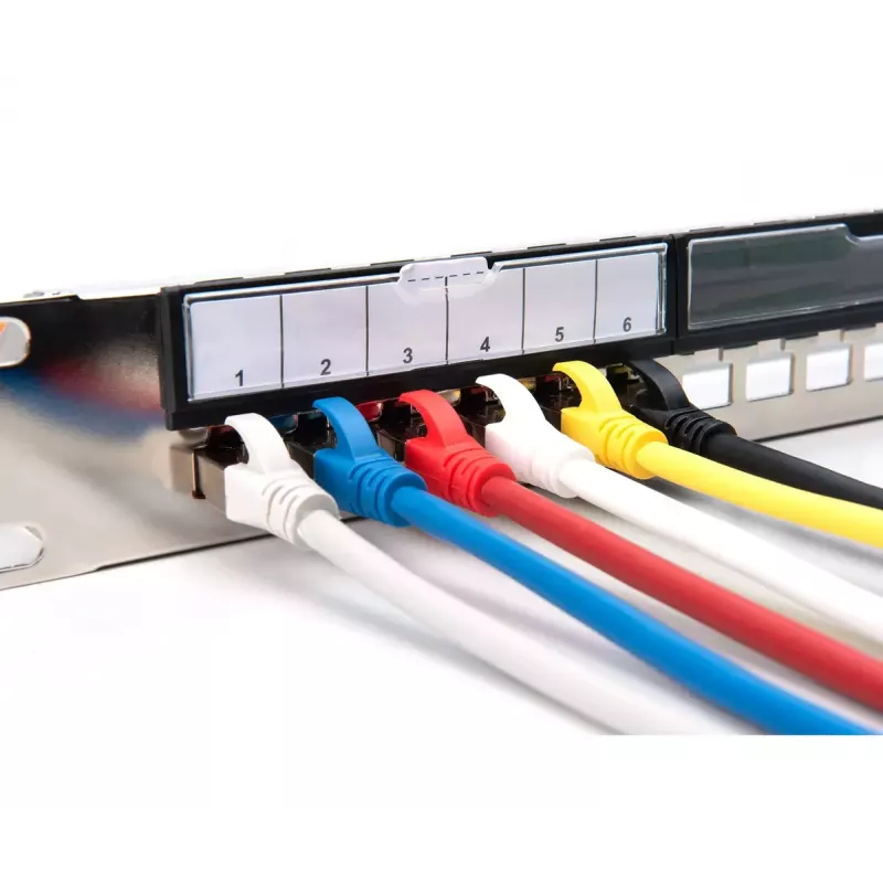 DIGITUS modulinis galvanizuotas pataisų skydas – ekranuotas 24 prievadų, tuščias, 1U montuojamas į stovą, juodas RAL 9005