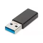 DIGITUS USB Type-C adapteris, A tipo į C tipo, kištukas/lizdas, 3A, 5 GB, 3.0 versija, juodas