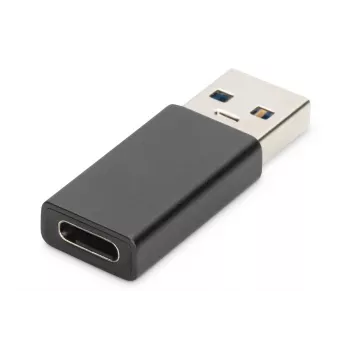 DIGITUS USB Type-C adapteris, A tipo į C tipo, kištukas/lizdas, 3A, 5 GB, 3.0 versija, juodas