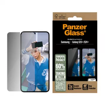 PanzerGlass ® Privatumo ekrano apsauga, skirta Samsung Galaxy S25+ | S24+ | Ultra-Wide Fit