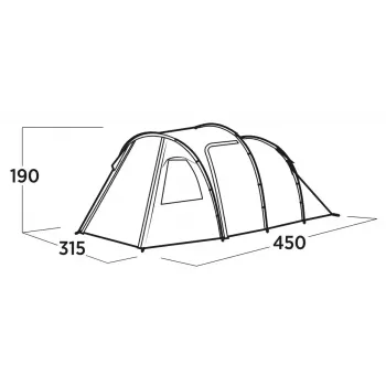 Penkiaviečio palapinė easy camp Hidra 5, žalia — šeimyninis stovyklavimas, bendra vidaus erdvė, atspari orams