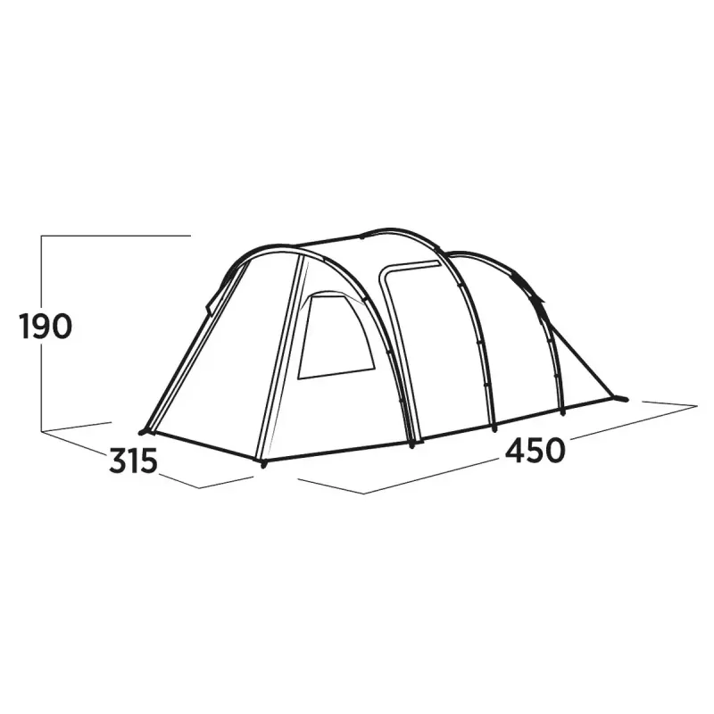 Penkiaviečio palapinė easy camp Hidra 5, žalia — šeimyninis stovyklavimas, bendra vidaus erdvė, atspari orams