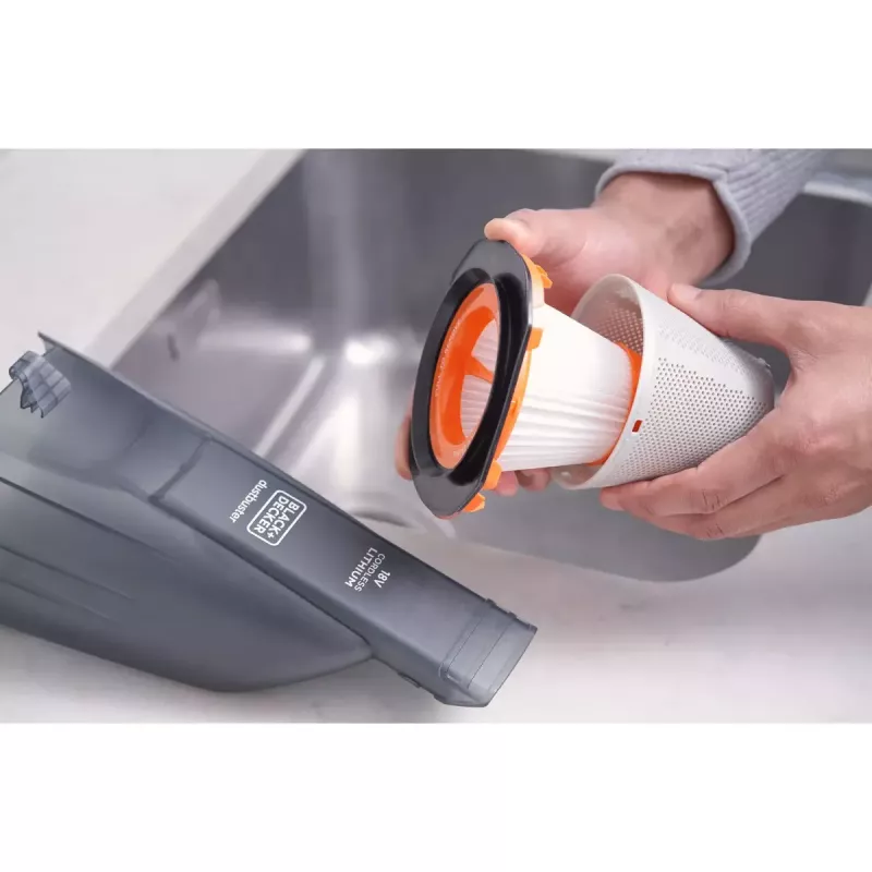 Rankinis dulkių siurblys Juoda & Decker BCHV001B kompaktiškas lengvas su plaunamu filtru ir įkrovimo baze