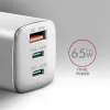 Axagon ACU-DPQ65W PD3.0 & QC4+ 3x IŠVESTYS sieninis įkroviklis 65W