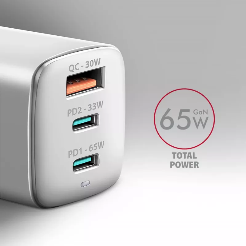 Axagon ACU-DPQ65W PD3.0 & QC4+ 3x IŠVESTYS sieninis įkroviklis 65W