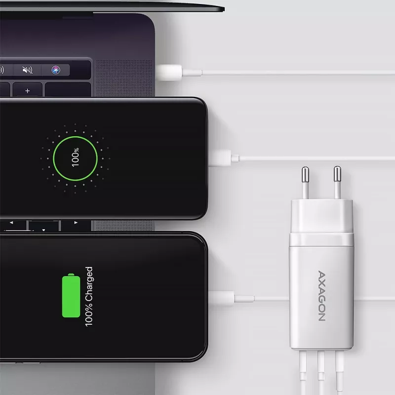 Axagon ACU-DPQ65W PD3.0 & QC4+ 3x IŠVESTYS sieninis įkroviklis 65W