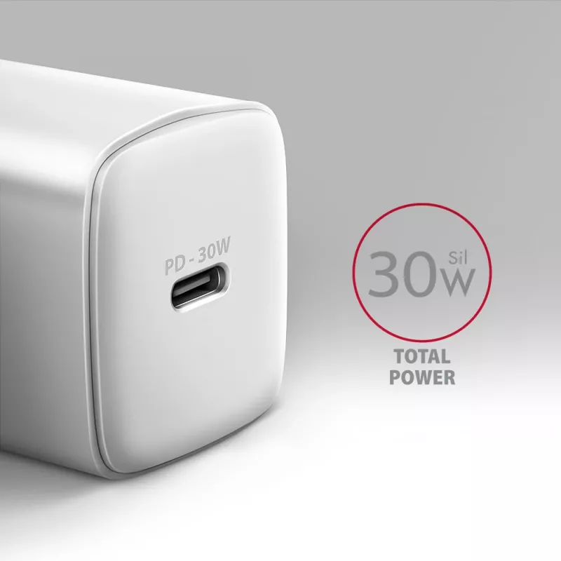 Sieninis įkroviklis Axagon ACU-PD30W 1x QC3.0/AFC/FCP/PD Type-C 30W Baltas