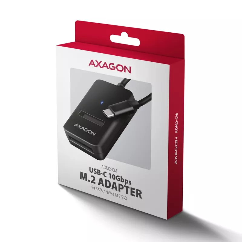 „Axagon ADM2-CM“ USB-C adapteris M.2 NVMe SATA 10Gbps, juodas
