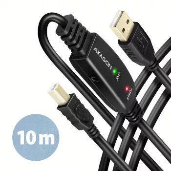 Axagon ADR-210B USB 2.0 A-M -> B-M aktyvus jungiamasis / kartotuvinis laidas 10 m
