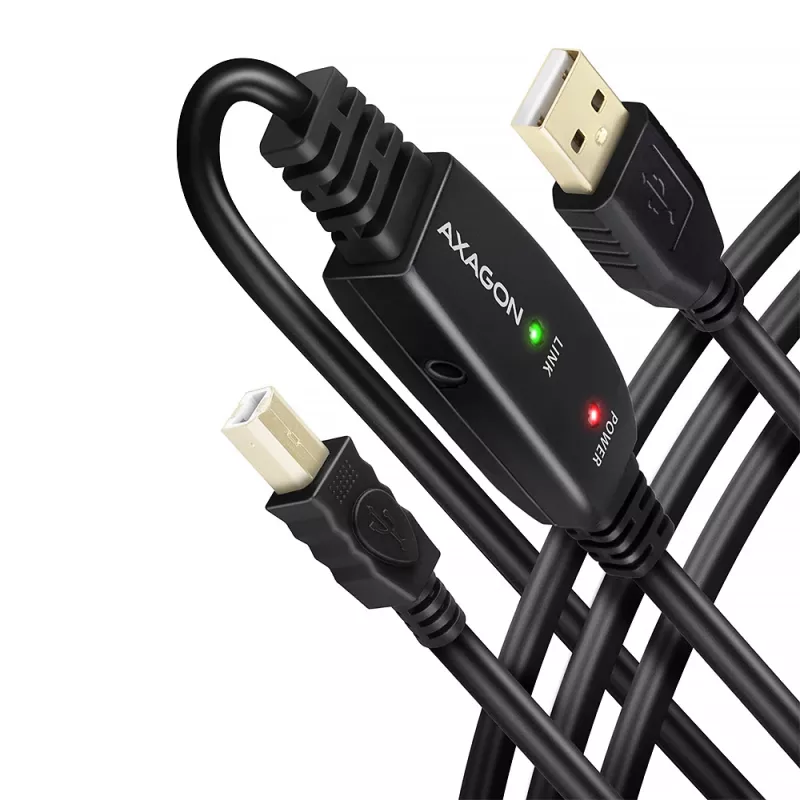 Axagon ADR-210B USB 2.0 A-M -> B-M aktyvus jungiamasis / kartotuvinis laidas 10 m