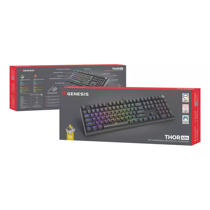 GENESIS THOR 404 klaviatūra Universali USB QWERTY anglų Juoda