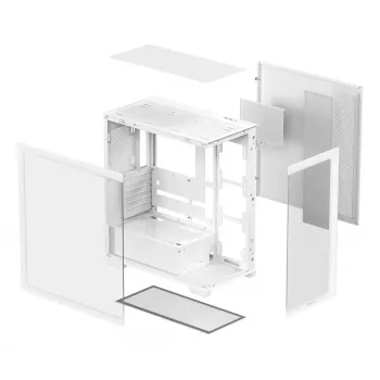 PC korpusas DeepCool CG580 WH White — ATX/mATX/ITX, grūdintas stiklas, palaiko 120/140 mm ventiliatorius, 3,5 colio × 2, 2,5 colio × 3, USB 3.2 Gen1