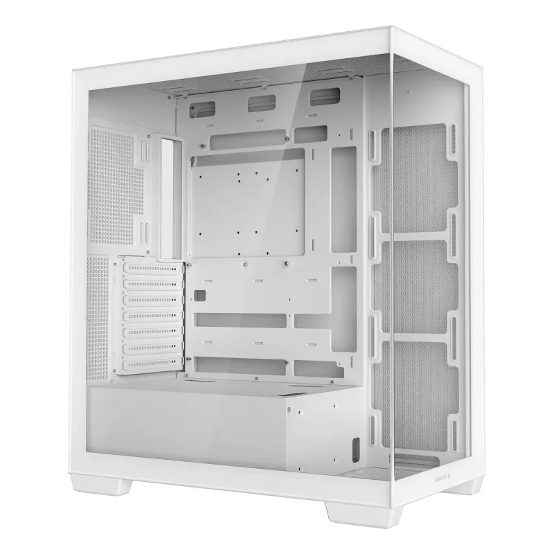 PC korpusas DeepCool CG580 WH White — ATX/mATX/ITX, grūdintas stiklas, palaiko 120/140 mm ventiliatorius, 3,5 colio × 2, 2,5 colio × 3, USB 3.2 Gen1
