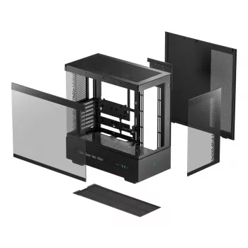 PC korpusas DeepCool CH690 DIGITAL Tower Juoda — ATX/Micro-ATX/Mini-ITX, LCD ekranas, 3×2,5 col. + 1×3,5 col. nišos, iki 450 mm GPU, 182 mm CPU aušintuvas