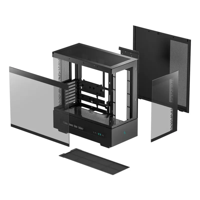 PC korpusas DeepCool CH690 DIGITAL Tower Juoda — ATX/Micro-ATX/Mini-ITX, LCD ekranas, 3×2,5 col. + 1×3,5 col. nišos, iki 450 mm GPU, 182 mm CPU aušintuvas